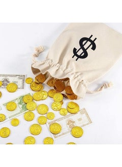 Apipi 4Pcs 7X13.8 Inches Canvas Money Bags, Costume Money Bag Prop With Dollar Sign, Money Sacks For Party Favor Pirate Daily Use  - Image 2