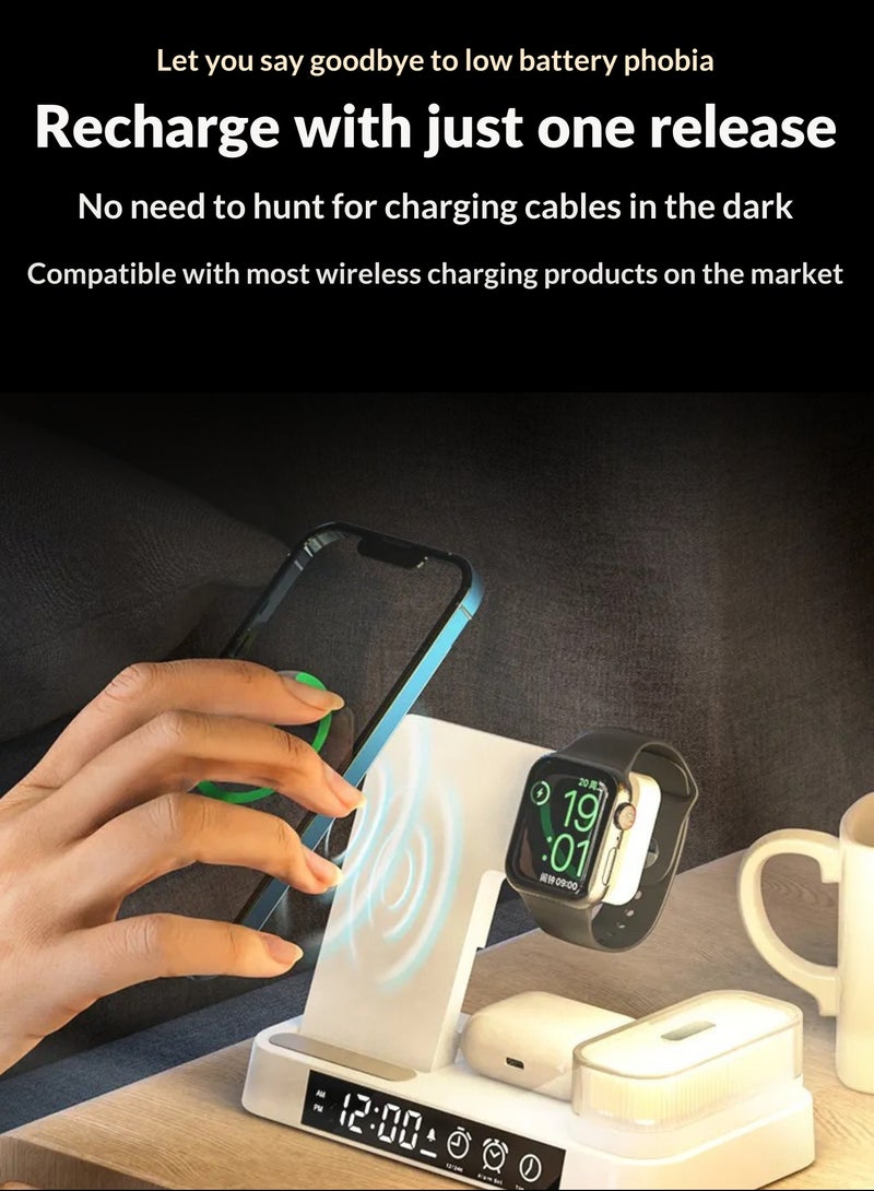 4-in-1 Wireless Charging Station with LED Lamp – 30W Fast Wireless Charger Stand for Phones, iWatch Series, AirPods, and More | Multi-Device Charging Dock for iPhone 15/14/13, Samsung Galaxy, Androi - Image 4