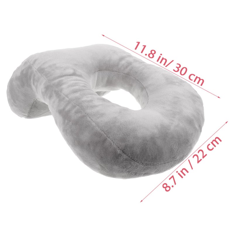 Portable Face Down Nap Pillow Memory Foam Cushion with Arm Breathable Design Grey - Image 3