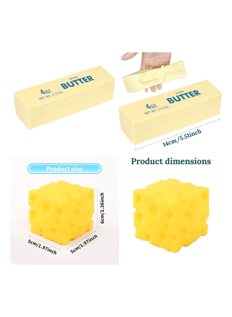 Butter Squishy, Sensory Cheese Block Slow Rise Squishy, 2026 New Adults Soft Novelty Rebounding Sensory Theme Cheese Butter Stress Balls, (a set of 2pcs) - Image 2