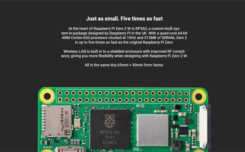 Raspberry Pi Zero 2 W (Wireless / Bluetooth) 2021 (RPi Zero 2W) - Image 3