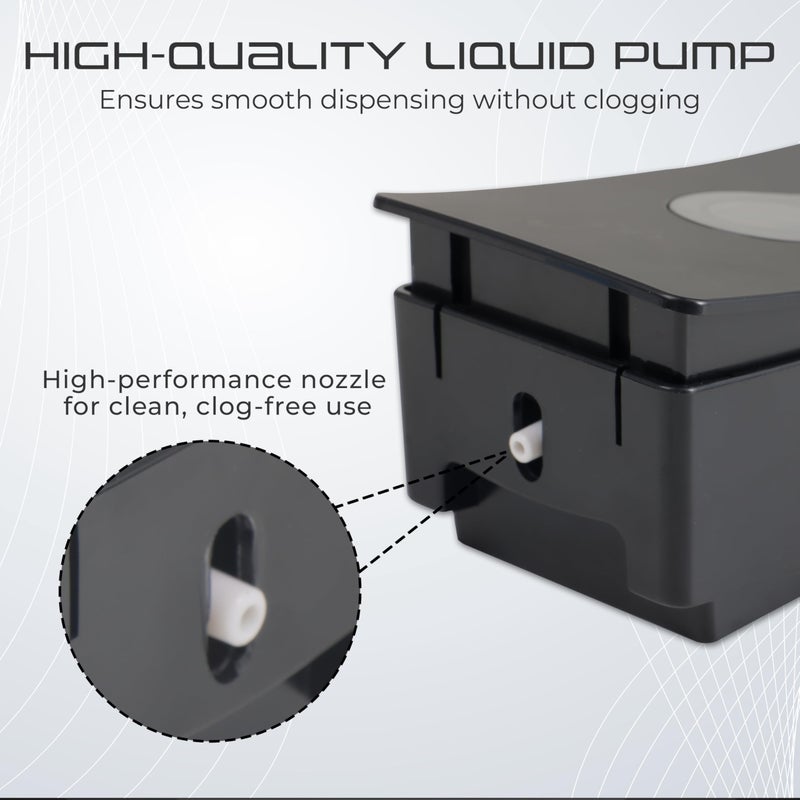 ROBUSTT موزع سائل صابون يدوي مثبت على الحائط - أسود (200 مل، عبوة من 1) - مع 2 خطاف لاصق | مقاوم للتسرب، نافذة شفافة، تركيب سهل - عبوة من 1 - Image 2