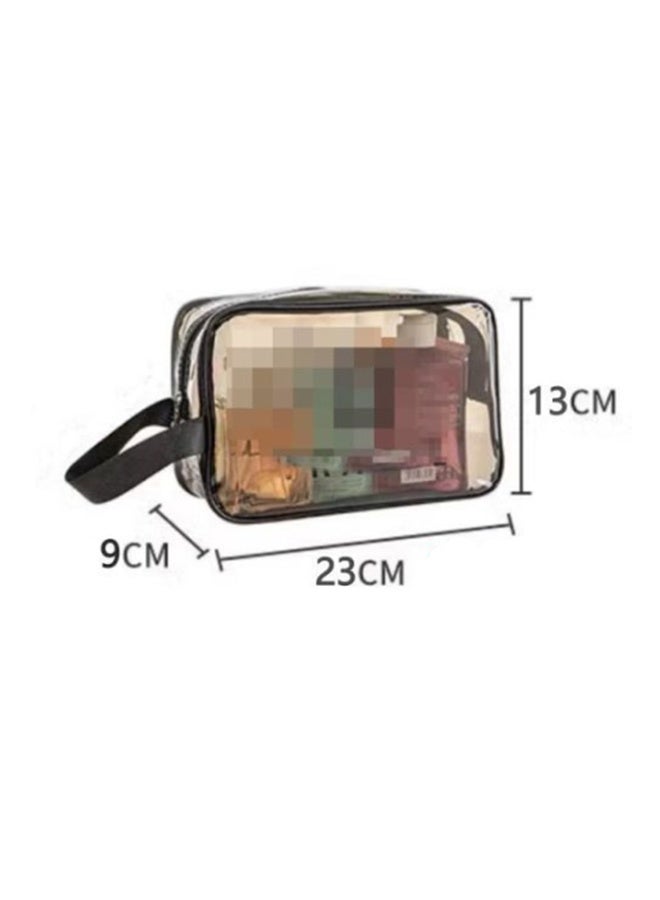 حقيبة مكياج شفافة، حقيبة أدوات تجميل محمولة للسفر للنساء، حقيبة واضحة من PVC مقاومة للماء ومعتمدة من TSA للاحتياجات الأساسية أثناء السفر - أسود - Image 2
