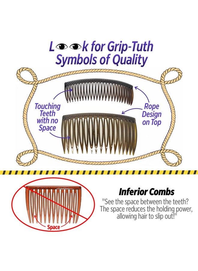 Good Hair Days Grip-Tuth Combs - Set Of 2 Hair Side Combs - Hair Combs For All Types Of Hair - Decorative & Hair Styling Women Accessories (Shell, 1 ½ ″ Wide) - Image 3