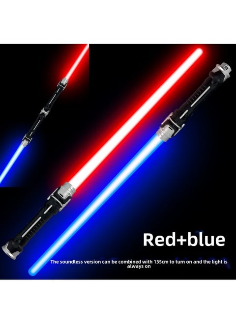 Laser Sword Retractable Lightsaber Two-in-one Seven-color Flash Stick Stall Export Special Logo-Color:18 Lights/red + Blue (Silent)-no Battery Pack