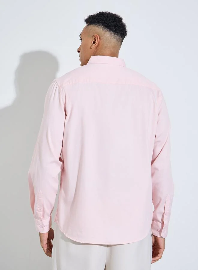 Styli  Light Pink Solid long Sleeves Shirt for Men | Best Price UAE