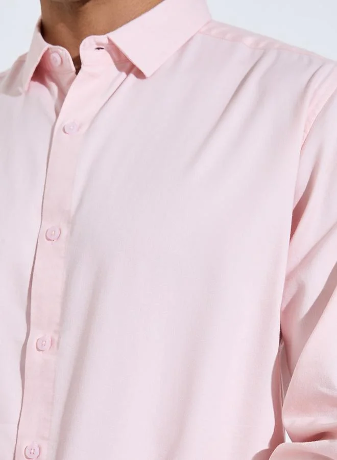 Styli  Light Pink Solid long Sleeves Shirt for Men | Best Price UAE