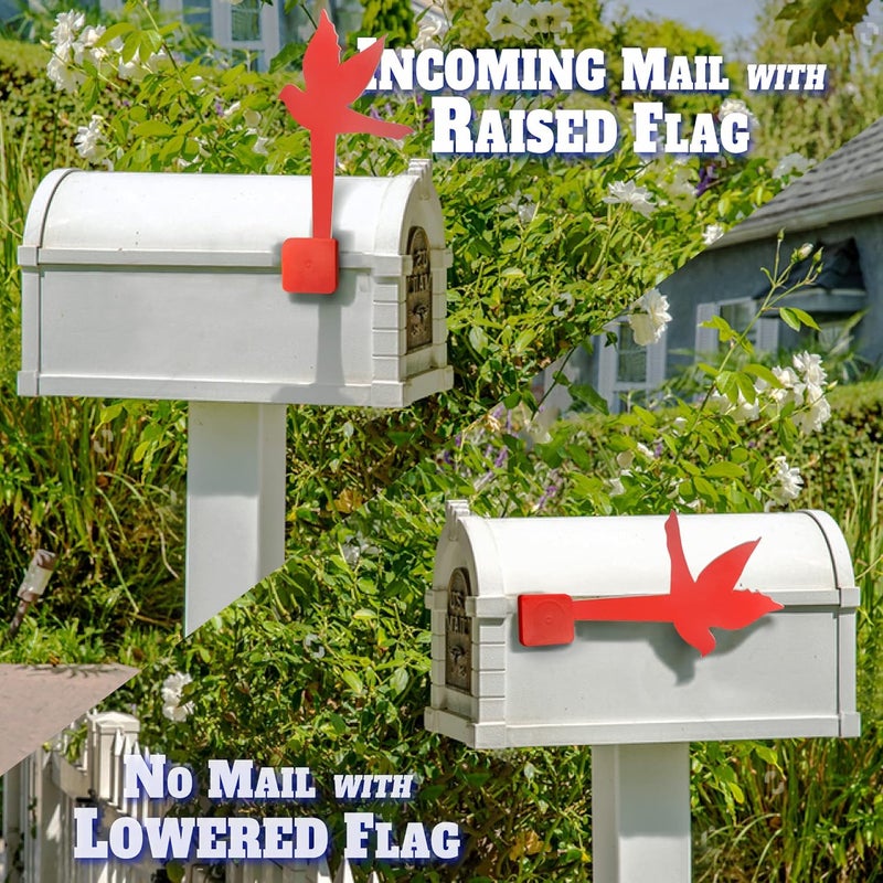 Anley Universal Outgoing Mail Dove Bird Mailbox Flag for Wood, Metal & Stucco - Rust Resistant Plastic Alert Postal Carrier Raised Signal Flags Replacement Kit - Mounting Sticker Included (Red) - Image 2