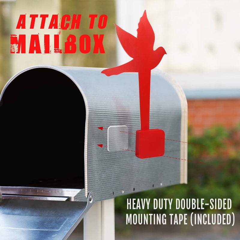 Anley Universal Outgoing Mail Dove Bird Mailbox Flag for Wood, Metal & Stucco - Rust Resistant Plastic Alert Postal Carrier Raised Signal Flags Replacement Kit - Mounting Sticker Included (Red) - Image 4