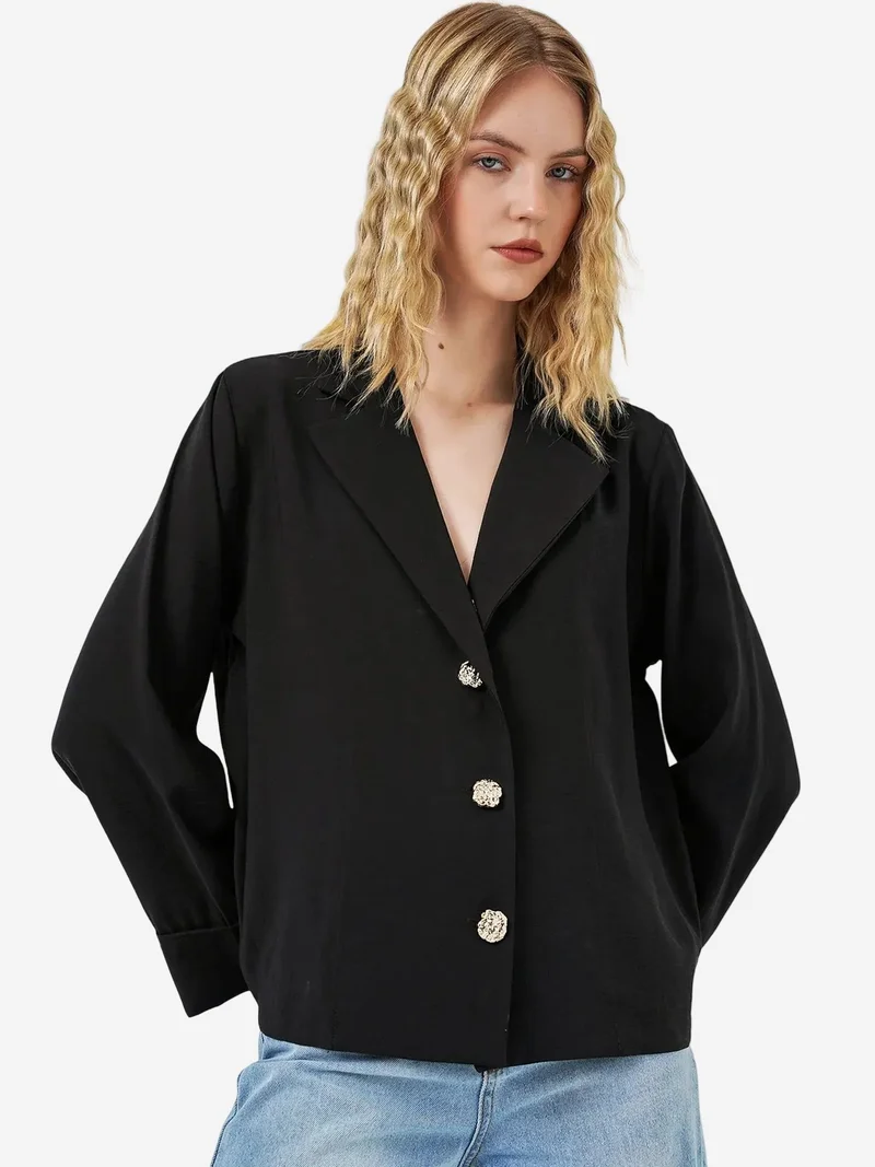 بيغ دارت BDART Oversized Blazer Jacket with Button Closure