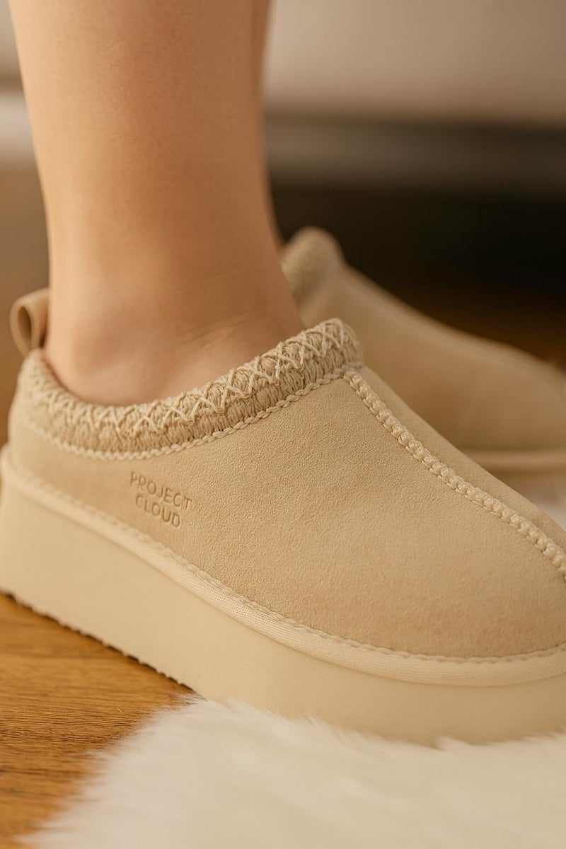Project Cloud 100% Genuine Leather Platform Slippers for Women â€“ Soft Memory Foam Womens Slippers & Supportive Clogs for Women 2026 â€“ Cozy, Stylish Everyday Footwear (Sayre, SANSUE,8) Sand Suede - Image 2