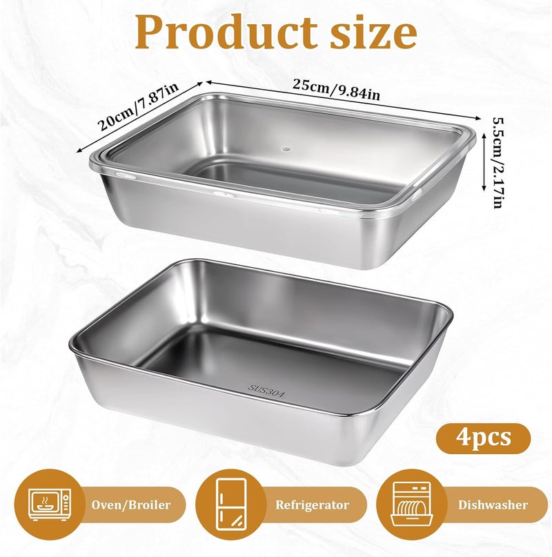Hariendny UV resistant 4 Pcs Stainless Steel Food Containers with Clear Lids, Fresh- Keeping Container, Deli Meat Keeper for Refrigerator, Stackable Snack Storage Boxes for Picnic BBQ Party Travel, Freezer & Dishwasher Safe Elegant multi-option build - Image 3