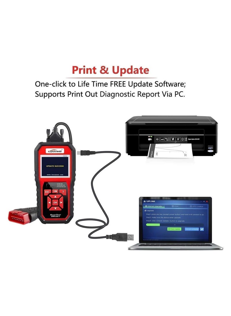 كونوي - قارئ رمز الماسح الضوئي obd2 الاحترافي، obd ii، الماسح الضوئي لرمز التشخيص التلقائي، obd eobd، أداة فحص ضوء المحرك، أداة مسح ضوئي لخطأ محرك السيارة، أداة مسح تشخيصية مع جاهزية I/M (نسخة مطورة) - Image 1