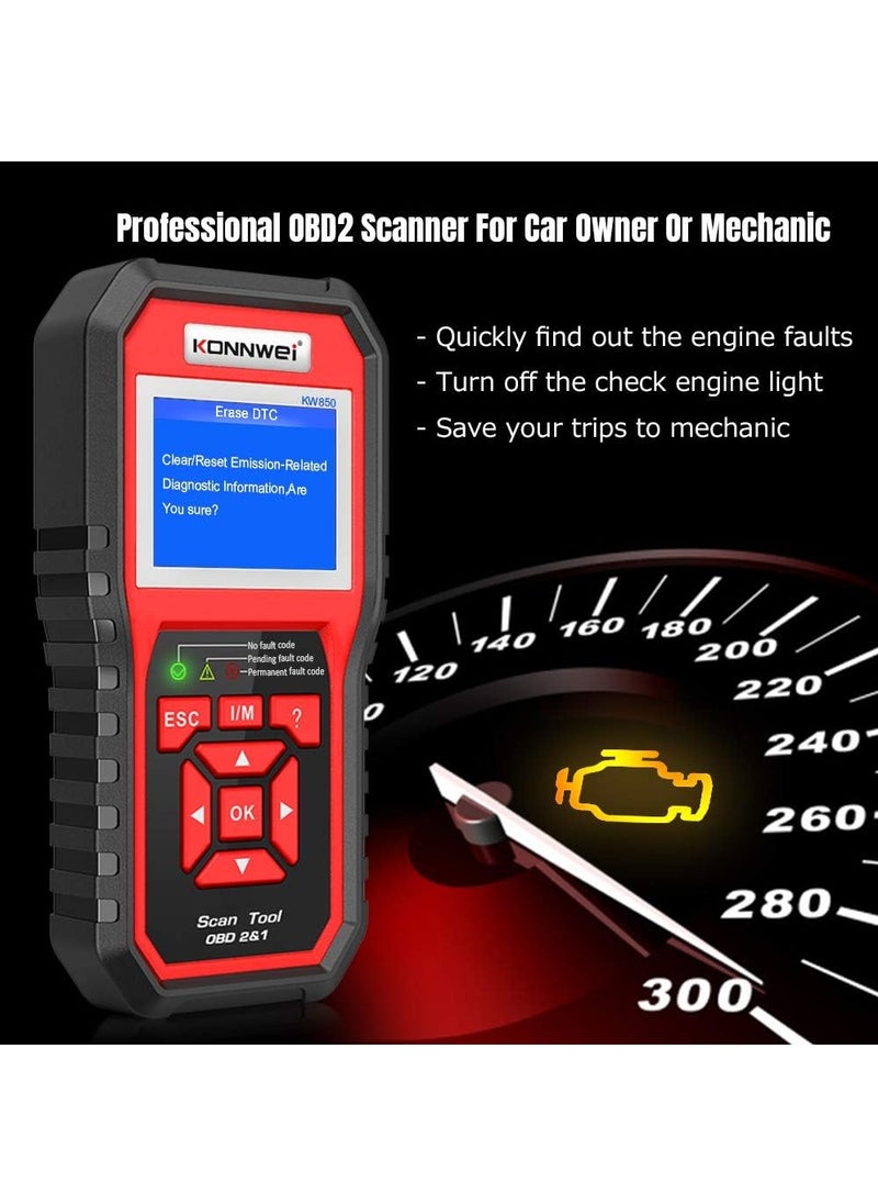 كونوي قارئ رمز الماسح الضوئي obd2 الاحترافي، obd ii، الماسح الضوئي لرمز التشخيص التلقائي، obd eobd، أداة فحص ضوء المحرك، أداة مسح ضوئي لخطأ محرك السيارة، أداة مسح تشخيصية مع جاهزية I/M (نسخة مطورة)  - Image 5