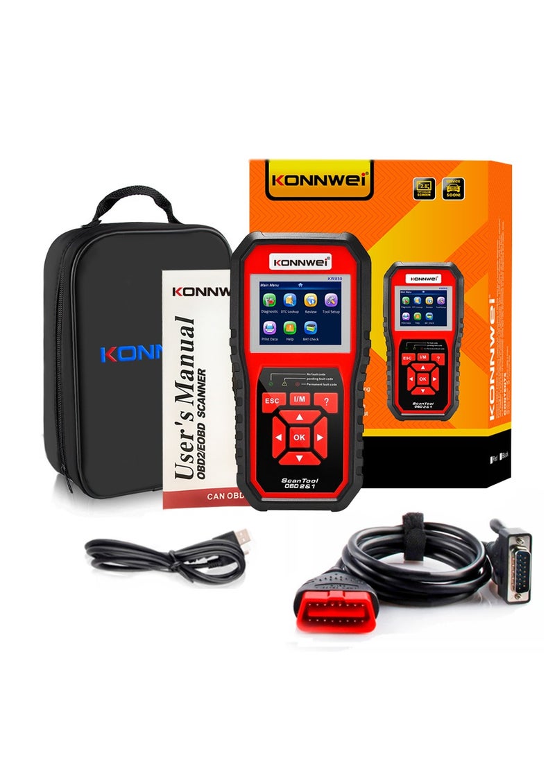 كونوي قارئ رمز الماسح الضوئي obd2 الاحترافي، obd ii، الماسح الضوئي لرمز التشخيص التلقائي، obd eobd، أداة فحص ضوء المحرك، أداة مسح ضوئي لخطأ محرك السيارة، أداة مسح تشخيصية مع جاهزية I/M (نسخة مطورة)  - Image 1