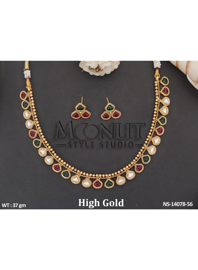Multi-Color Stone Necklace Set with Earrings