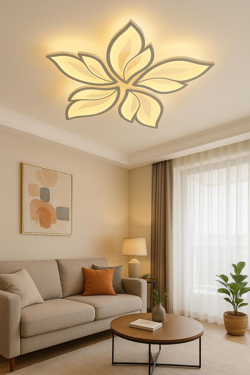 blissbells 5 Lights Arc Flower Ceiling LED Chandelier Lamp 3 Color Changing Light - Image 2