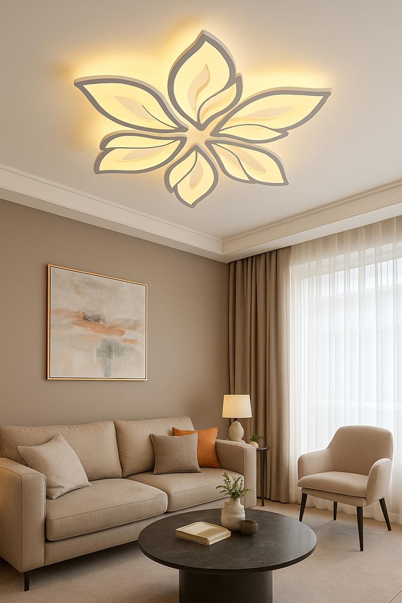 blissbells 5 Lights Arc Flower Ceiling LED Chandelier Lamp 3 Color Changing Light - Image 1