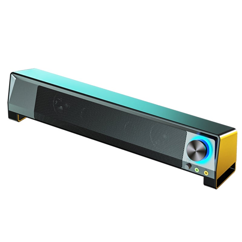 V-199 USB Wired Computer Speaker SoundBar Stereo Subwoofer Powerful Music Player Bass Surround Sound Box 3.5mm Audio Input for PC Laptop Smartphone Tablet MP3 MP4 - Image 1