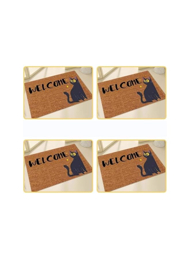 The Bros حصيرة ترحيب بتصميم قطة، حصيرة دخول مطاطية غير قابلة للانزلاق، 16" × 24" (حصيرة ترحيب قطة) - Image 3