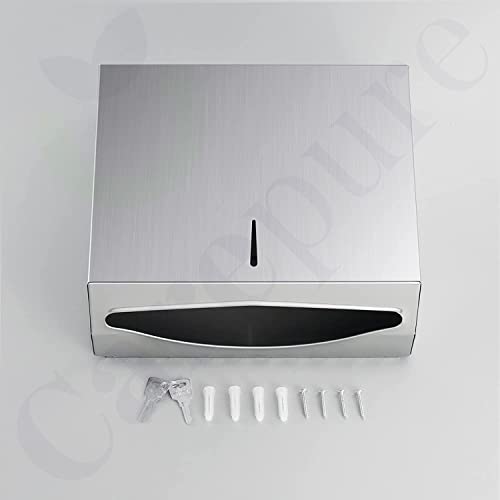 Carepure Stainless Steel M Fold Tissue Paper Towel Dispenser | Wall-Mounted Commercial Paper Towel Dispenser, Dispenser with Lock Design - 2 Multi Fold Tissue Refill Packet Free (Medium) - Image 5