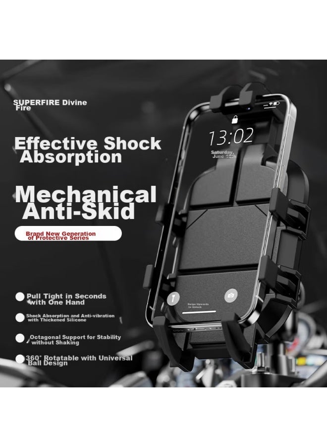 Supfire Motorcycle Phone Mount, Electric Scooter And Mountain Bike Anti-shake Holder, Delivery Rider Navigation Cycling Equipment - Image 1