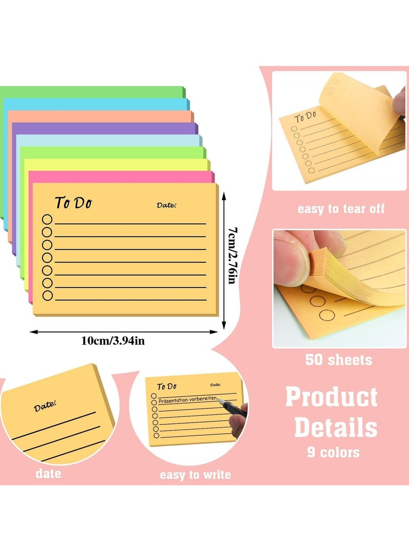 BIGTHREE to Do List Sticky Notes 9 Pack, Self-Stick Sticky Notes, Colorful Sticky Notes Pad with Lines, Do List Notepads for School Office Meeting Home Plan Reminder Stationery Supplies(450 Sheets) - Image 3