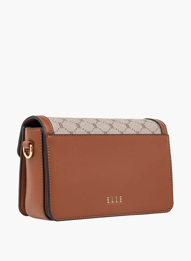 ايل Women Monogram Print Crossbody Bag with Detachable Strap