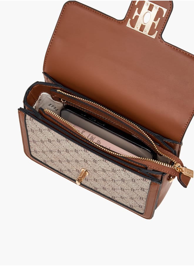ELLE - Women Monogram Print Crossbody Bag with Detachable Strap - Image 1