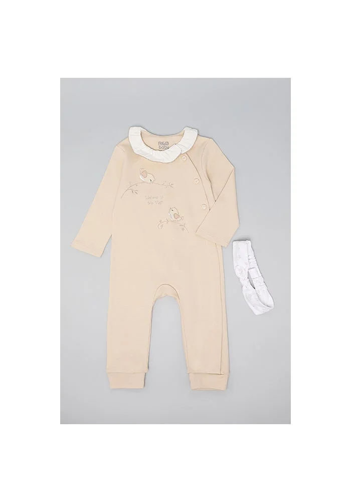 R&b Embroidered Sleepsuit with Headband