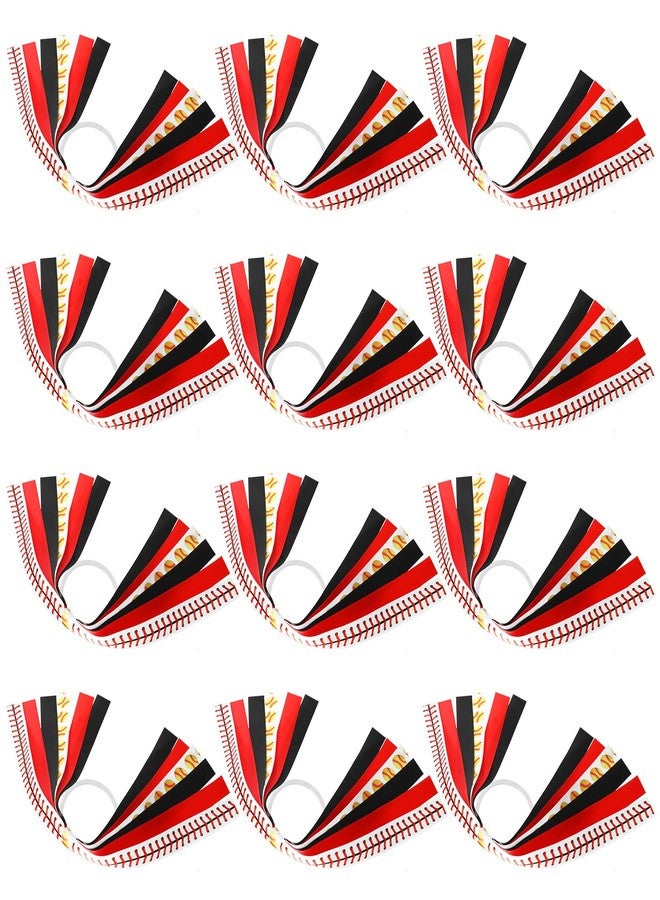 Kajaia 12 Pcs Softball Hair Ties Cheer Scrunchies Baseball Gifts Ribbon Ponytail Holder Streamer Elastics Cheerleader Accessories for Teen Girls School Sports Day Decor Women Player Teams(Red) - Image 1