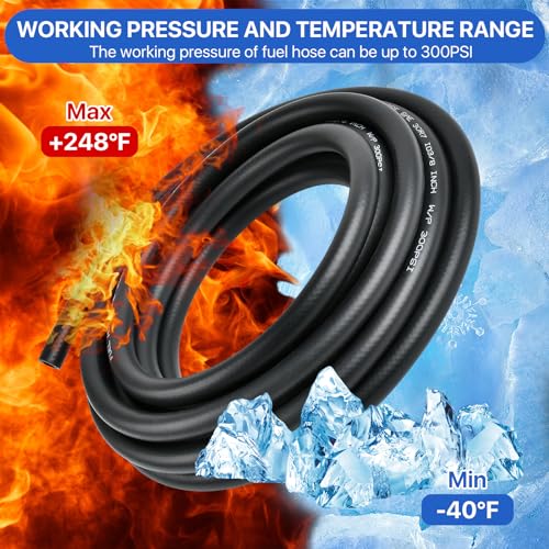 Lainballow 20 Ft Fuel Line Hose, 3/8" ID x 2/3" OD NBR Rubber Hose, High Pressure 300 PSI Boat Fuel Tube for Motorcycles, Marine Boat Outboard, Automotive Fuel Systems Engines - Image 4