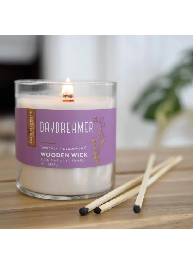 CANDLE-LITE Essential Elements Daydreamer Wooden Wick Scented Jar Candle White 453 g 4550353