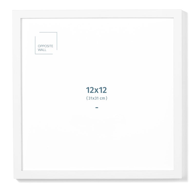 Opposite Wall 12x12 in White Solid Oak Wood Picture Frame Lightweight Versatile Shatterproof Wall Hanging Poster or Photo Frame Wall Decor for Office Gallery Home