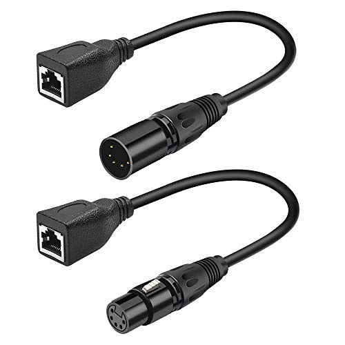 SiYear XLR 5 pin RJ45 Adapter Cable-XLR 5 Pin Male & 5 Pin Female to RJ45 Female DMX Ethernet Adapter Converter Cable(1SET/ 2PACK) - Image 1