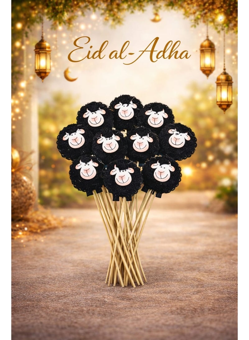 Eid Al Adha Sheep Cupcake Toppers – Decorative Food Picks for Party Table Decor (12 PCS) - Image 2