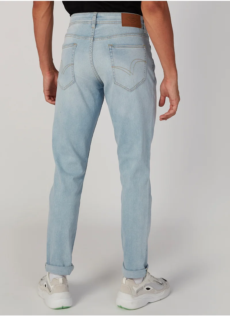 Lee Cooper Slim Fit Plain Mid Waist Jeans with Pocket Detail