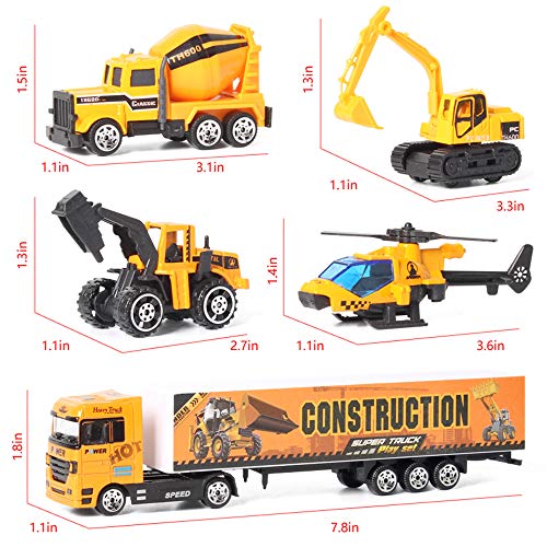 Jenilily Construction Toys Truck Die-cast Vehicle Transporter Car Set Excavator Dump Truck Digger Backhoe for Boys Kids 3 4 5 Years Old - Image 4