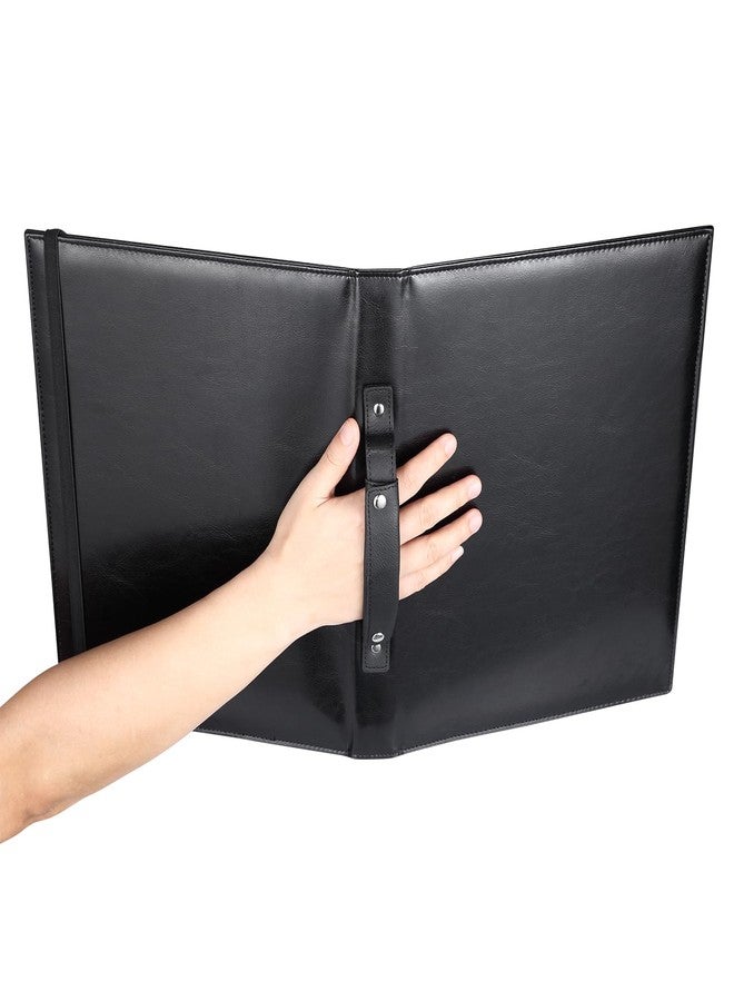 MUQING Large Black Choral Music Folders, 3 Ring Choir Music Binder, PU Choir Music Folder with Hand Strap and Retention Strap for Stage Performance, Piano Playing and Choir Singer - Image 3