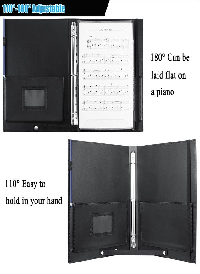 MUQING Large Black Choral Music Folders, 3 Ring Choir Music Binder, PU Choir Music Folder with Hand Strap and Retention Strap for Stage Performance, Piano Playing and Choir Singer - Image 4