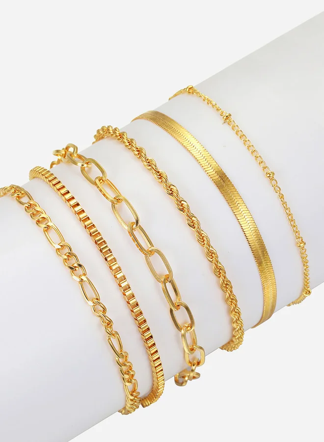 تايك تو Set of 5 - Textured Chain Bracelet