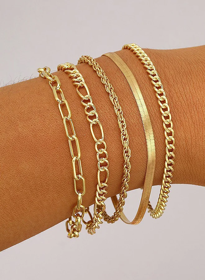 تايك تو Set of 5 - Textured Chain Bracelet