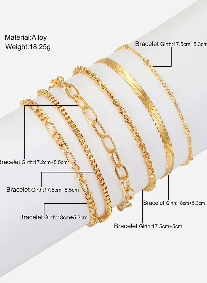 تايك تو Set of 5 - Textured Chain Bracelet
