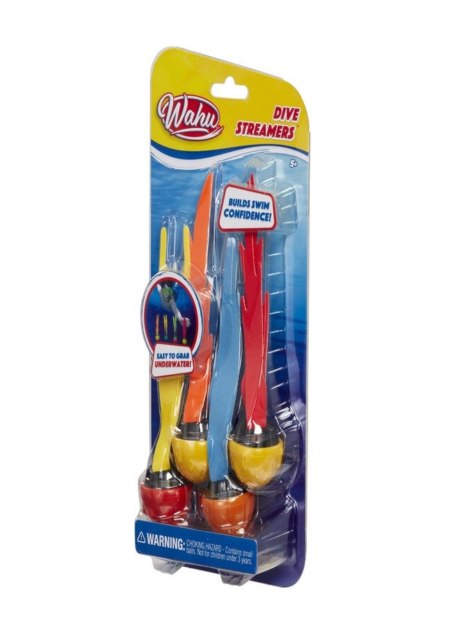 Wahu Dive Streamers Pool Diving Toy Set with 7" Diving Sticks Marked with Points, 4-Piece Underwater Diving Torpedoes Set for Kids Ages 5+, Fiery Meteors - Image 3