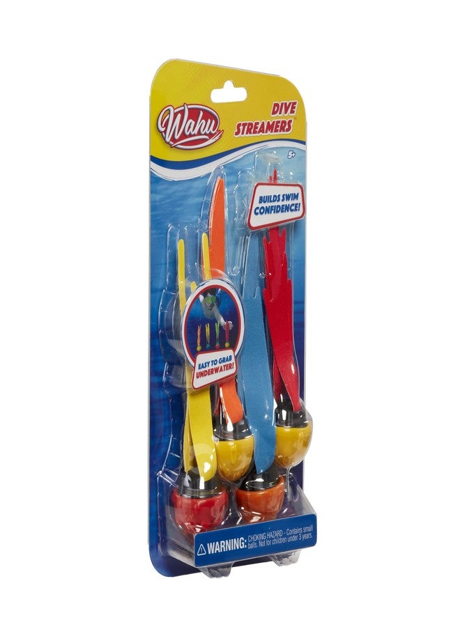 Wahu Dive Streamers Pool Diving Toy Set with 7" Diving Sticks Marked with Points, 4-Piece Underwater Diving Torpedoes Set for Kids Ages 5+, Fiery Meteors - Image 2