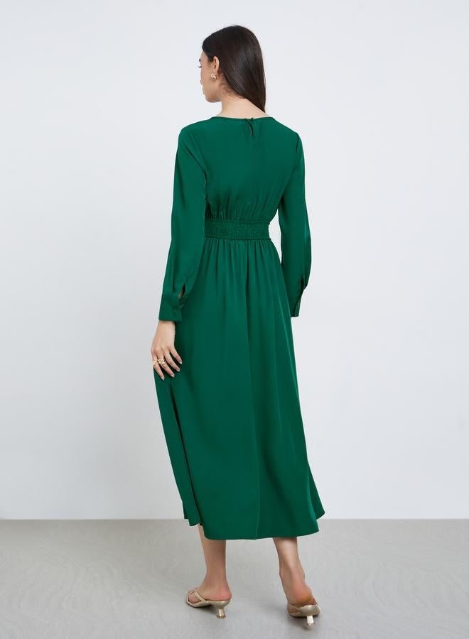 ستايلي فستان ميدي بخصر مزموم - Image 4