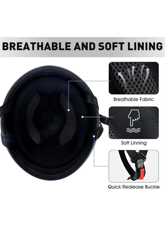 خوذة دراجة نارية بنمط ألماني، خوذة نصفية، قبعة جمجمة، خوذة نصفية للبالغين من الرجال والنساء، تشمل الملحقات إطارًا أسود وواقيًا للوجه (المقاس: XL) - Image 4