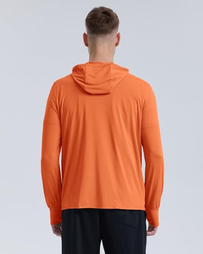 Locachy Mens UPF 50 Sun Protection Outdoor Lightweight Full Zip Hoodie Jacket Long Sleeve Fishing Hiking Performance Shirt Orange M - Image 3