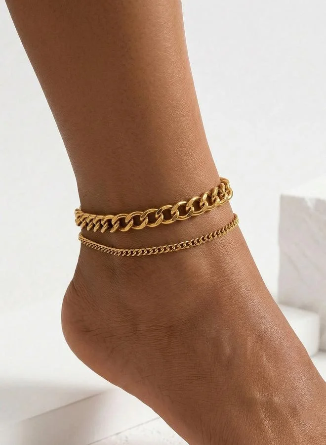 تايك تو Set of 2 - Cuban Chain Anklet