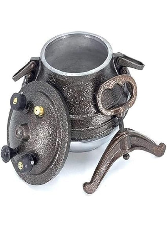 Original Afghan Pressure Cooker 10L - Heavy Duty Aluminum Kazan Pot with Safety Valves & Screw-Clamp Lock, Black/Bronze - Image 2